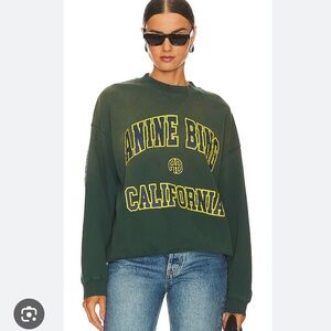 Anine Bing Green Sweatshirt with Yellow Print